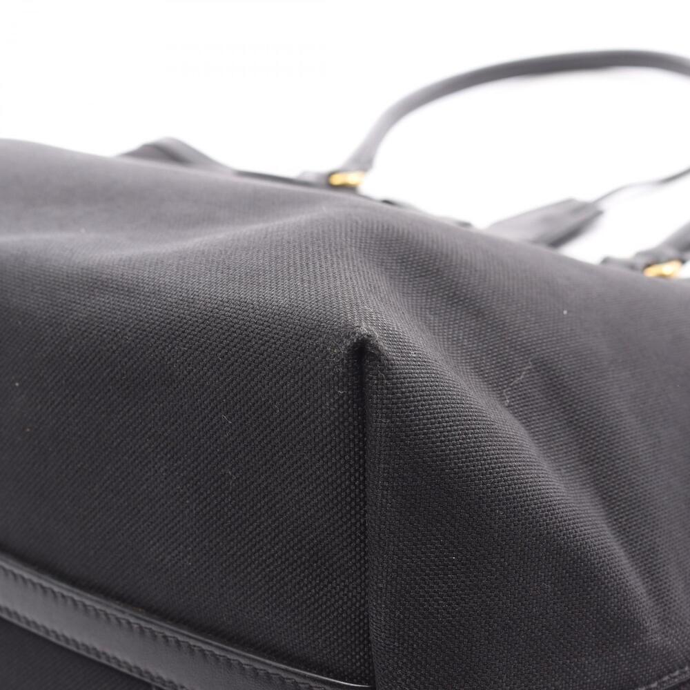 Prada Canvas LOGO Bag Black JACQUARD Leather Tote - Picture 9 of 9